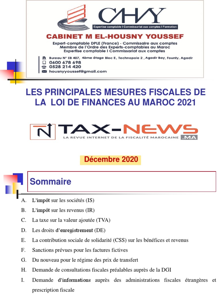 Mesures fiscales Maroc 2021 | PDF | Impôt sur le revenu | Impôts
