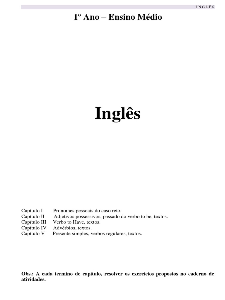 02 Apostila de Ingles em 1 Ano | PDF | Pronome | Ciência cognitiva