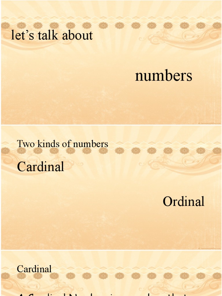 Understanding Cardinal and Ordinal Numbers | PDF | Language Arts ...