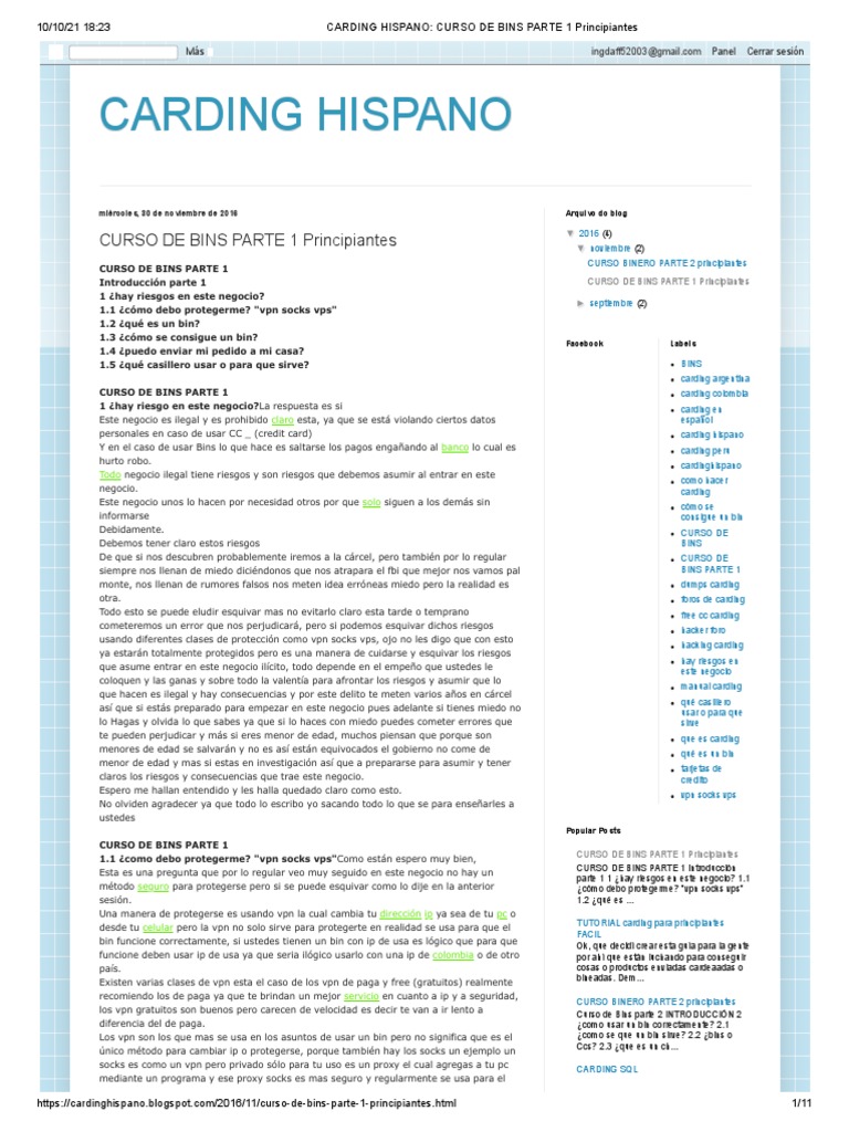 Carding Hispano Curso de Bins Parte 1 Principiantes PDF