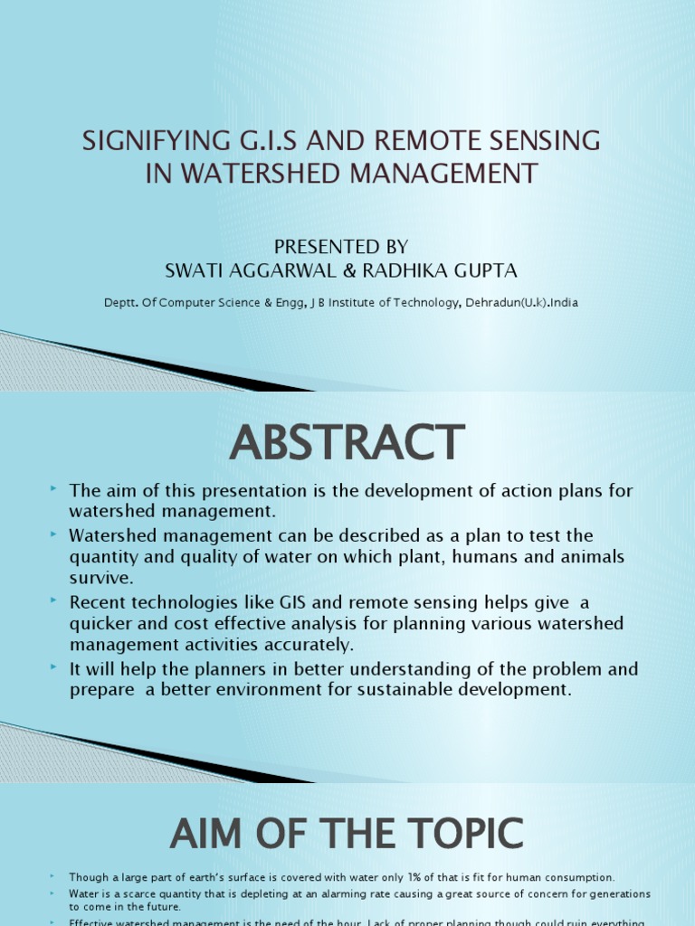 GIS and Remote Sensing in Watershed Management | PDF | Geographic ...