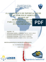 Plan logístico de importación de placas de policarbonato alveolar desde Santiago-Chile para la Corporación Orureña INVASA IMPORTACION