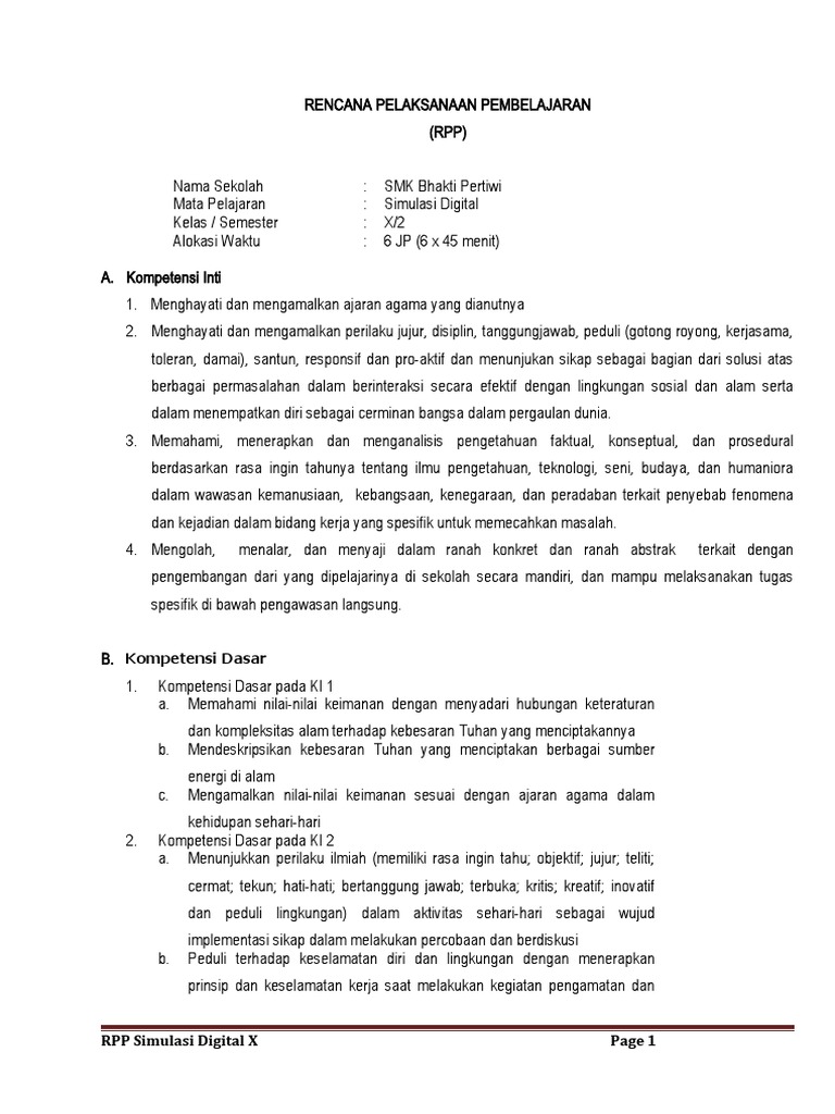 RPP SIMDIG X Genap K 13 - 2 Pembuatan Buku Digital | PDF