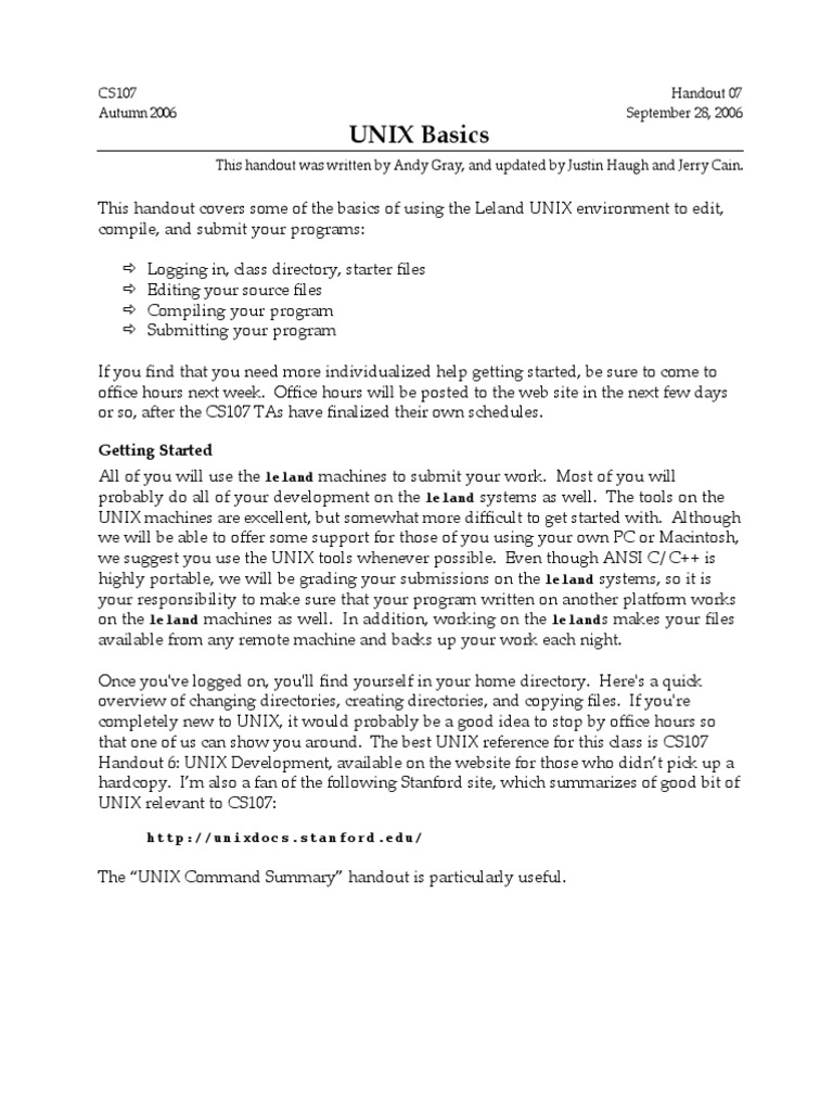 UNIX Basics: Getting Started | PDF | C (Programming Language) | Source Code