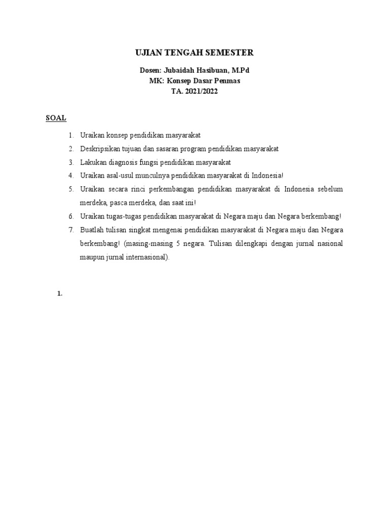 UTS Konsep Dasar Penmas - 21-22 | PDF | Karier & Perkembangan ...