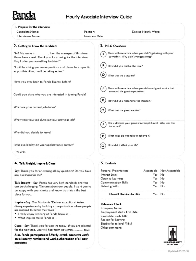 Hourly Associate Interview Guide | PDF | Interview | E Verify