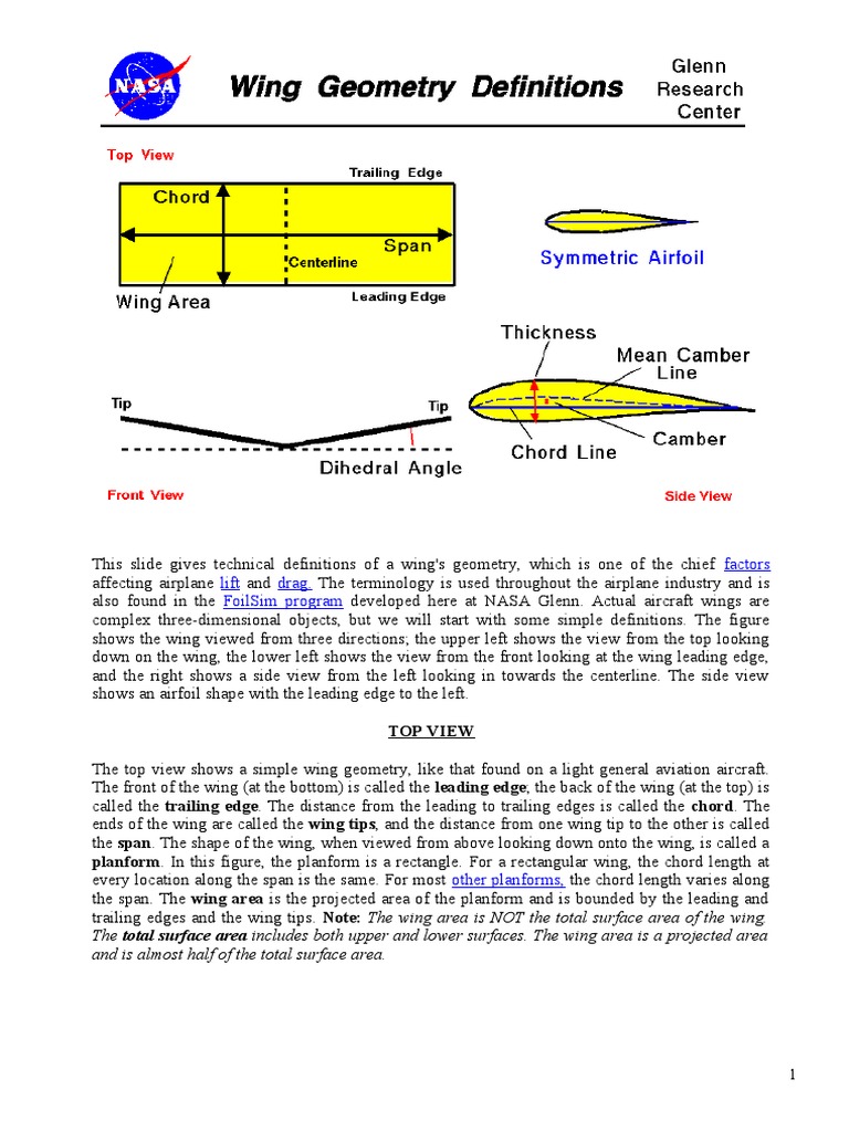 Wing Geometry and Airfoil Definitions | PDF | Airfoil | Aerospace