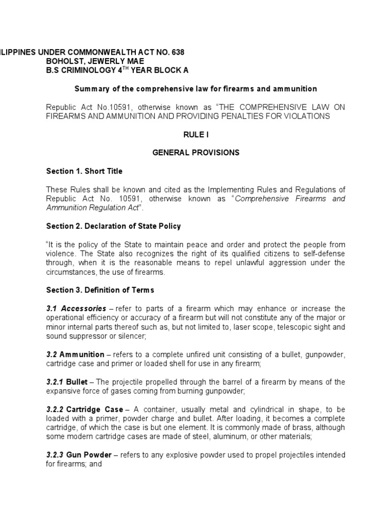 Summary RA 10591 | PDF | Firearms | Semi Automatic Firearm
