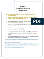 Activity 1 - Introductory Concepts in Thermodynamics