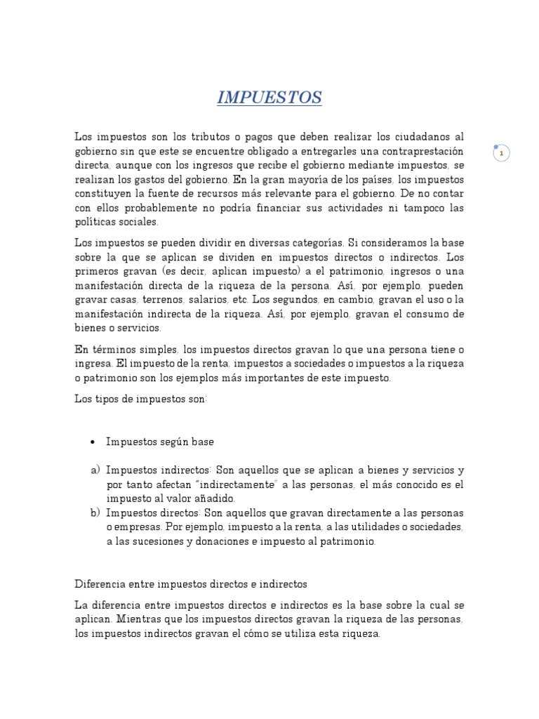 IMPUESTOS | PDF | Impuestos | Impuesto sobre la renta
