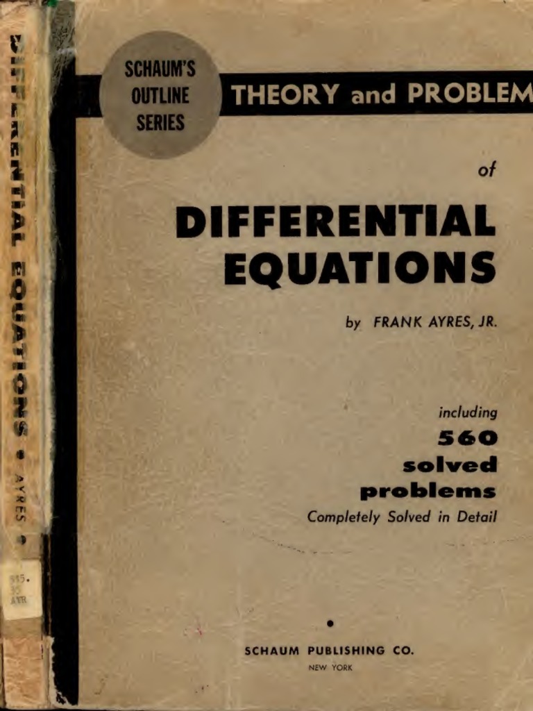 Schaum's Series Frank Ayres Differential Equations PDF