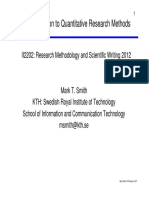 Introduction To Quantitative Research Methods: II2202: Research Methodology and Scientific Writing 2012