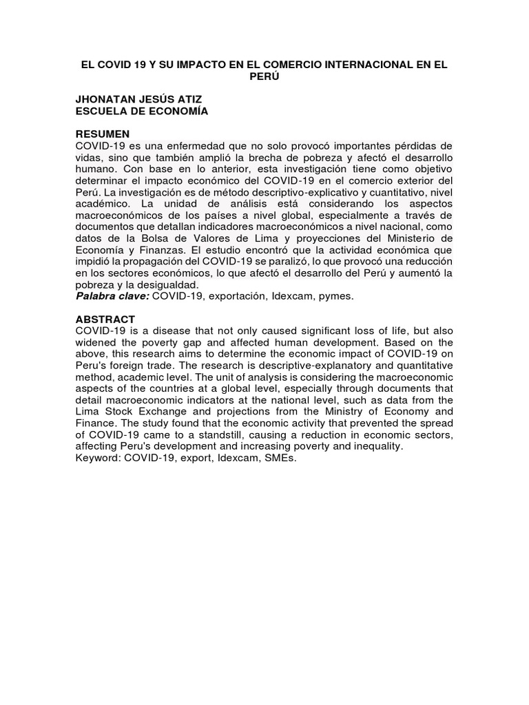Impacto del COVID-19 en el Comercio Peruano | PDF | Perú | Fondo ...