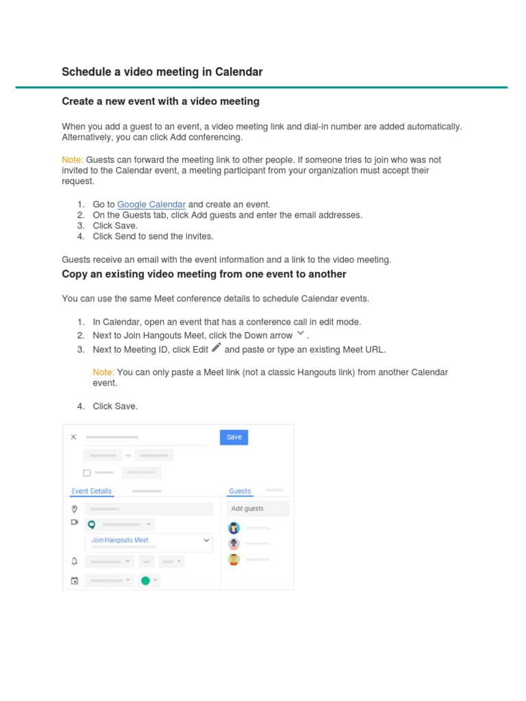 Google Calendar Video Meeting Guide | PDF