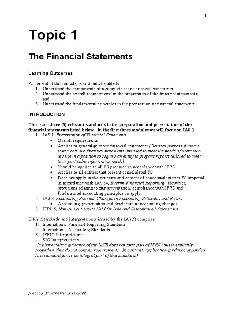 I Financial Statements Download Free Pdf International Financial