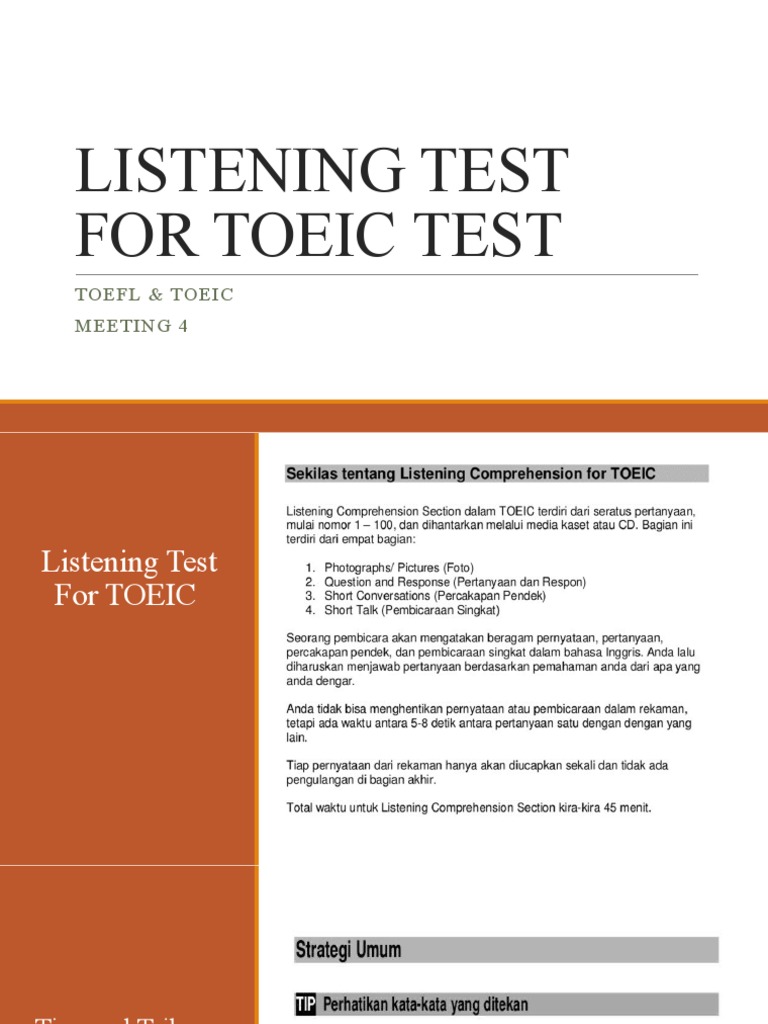 Listening Test For Toeic Test | PDF