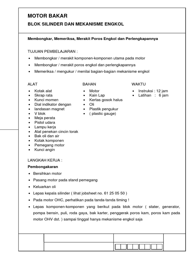 Membongkar Memeriksa Merakit Poros Engkol Pdf