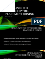 Guidelines For Internship/Pre-Placement Joining: Session 2021-22