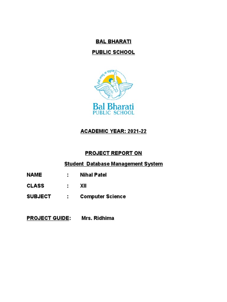 Student Database Management System Report | PDF | Software | Computer ...