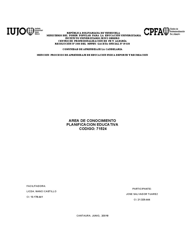 Elementos Clave de la Planificación Educativa | PDF | Aprendizaje ...