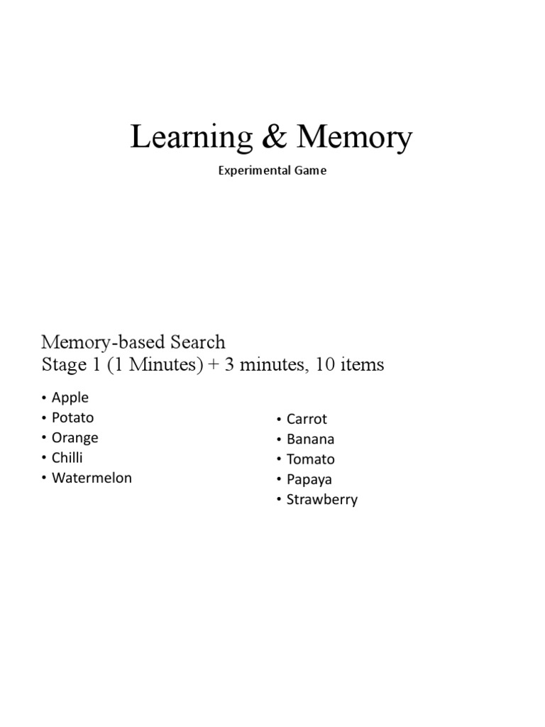 Learning Memory Game Pdf Food And Drink Cuisine