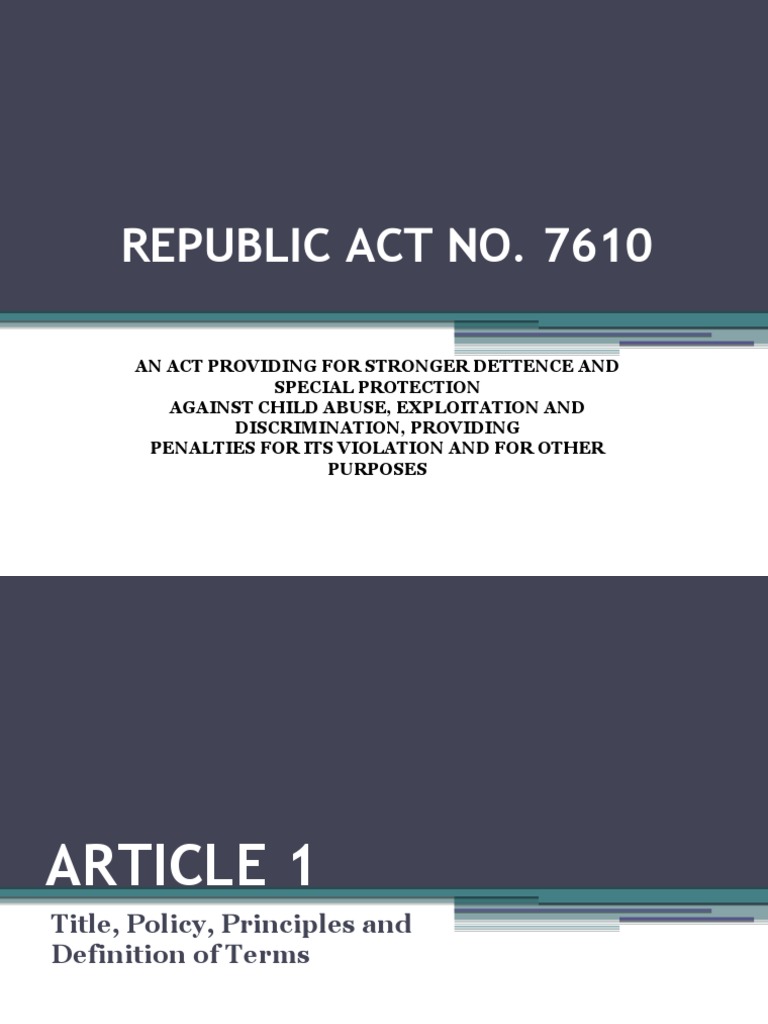Ra 7610 PDF Child Abuse Prostitution