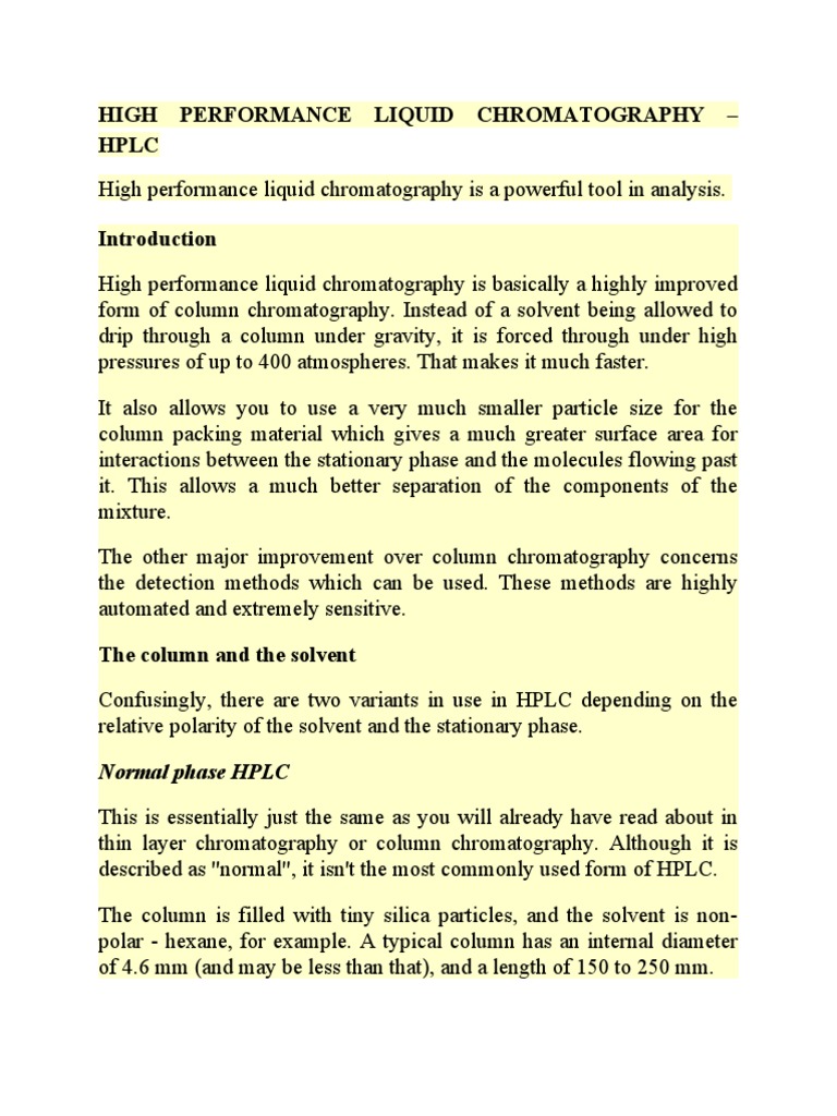 High Performance Liquid Chromatography PDF High Performance Liquid