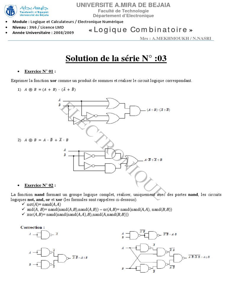TD 3sol | PDF | Fonction logique | Logique mathématique