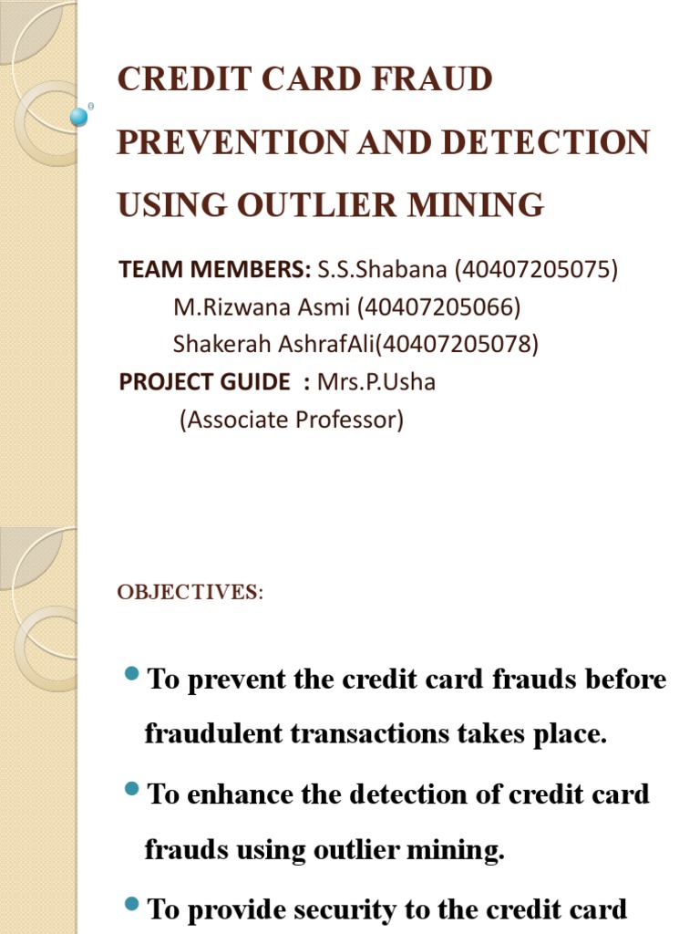 Picture of Credit Card Fraud Prevention and Detection Using Outlier | PDF | Fraud ...