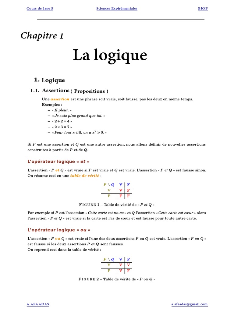 Logique et opérateurs logiques fondamentaux | PDF | Logique | Mathématiques