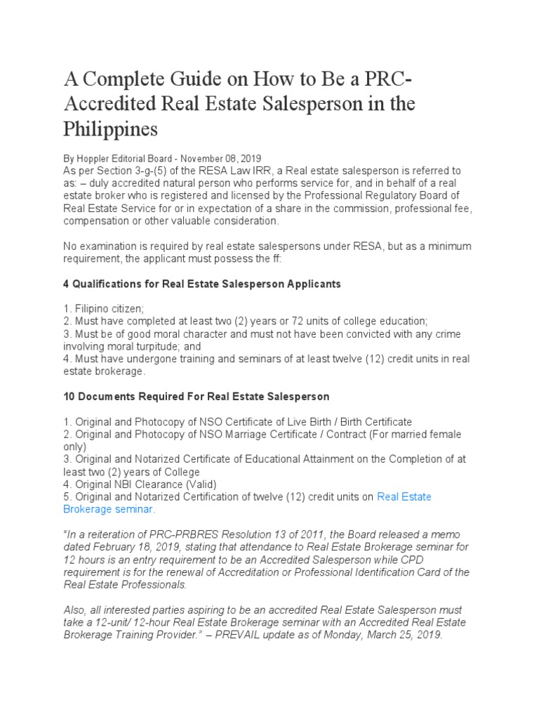 A Complete Guide On How To Be A PRC PDF Real Estate Broker Government
