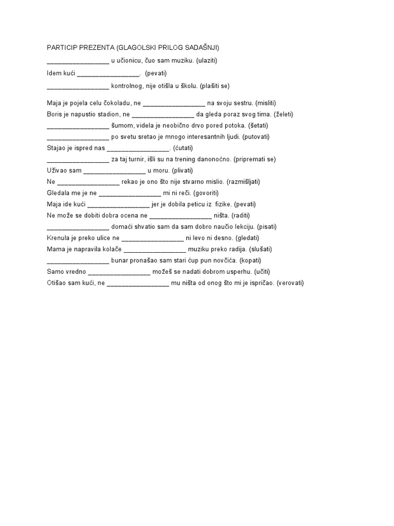 Glagolski Prilog Sadašnji | PDF