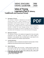 Learning Styles of Young Language Learners (Part I) : Teaching English For Young Learner (Pbi 5513)
