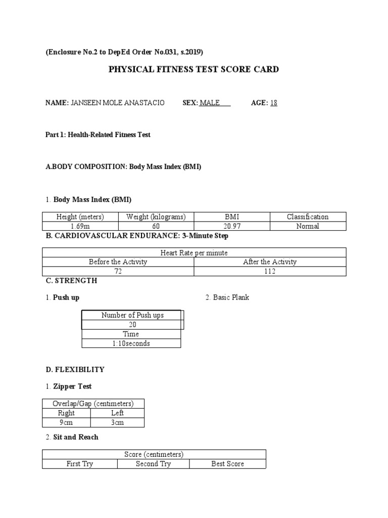 Deped Physical Fitness Test : Module 1: Physical Fitness Test – KTIR