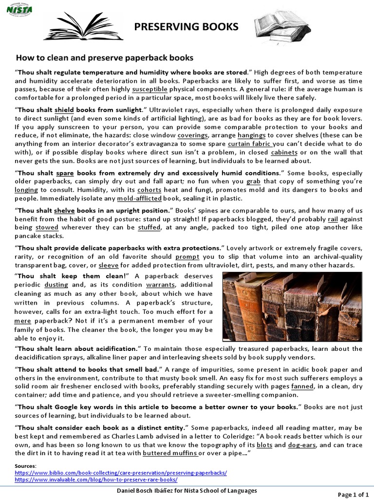 Preserving Books How To Clean and Preserve Paperback Books PDF Humidity