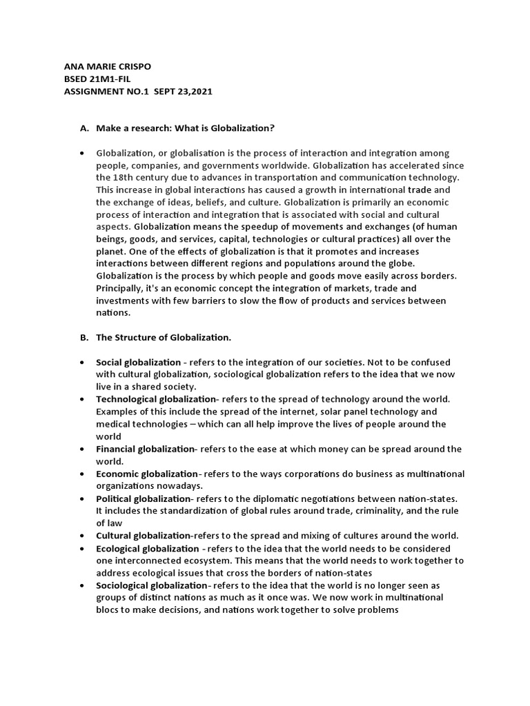 Understanding Globalization: Key Concepts | PDF | Globalization ...