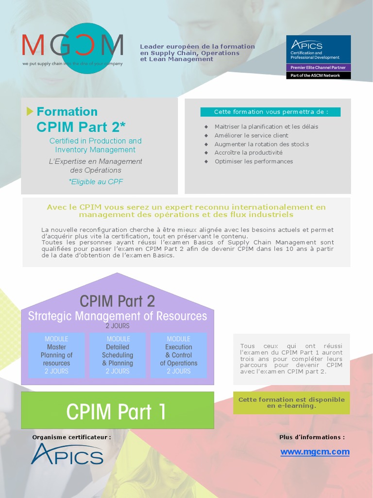 Formation CPIM Part 2 en Management des Opérations | PDF | Planification