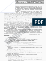 Examen Corrigé Français Sc 2as (2012-1) Trimestre 2 اللغة الفرنسية الثانية ثانوي اختبار الفصل الثاني