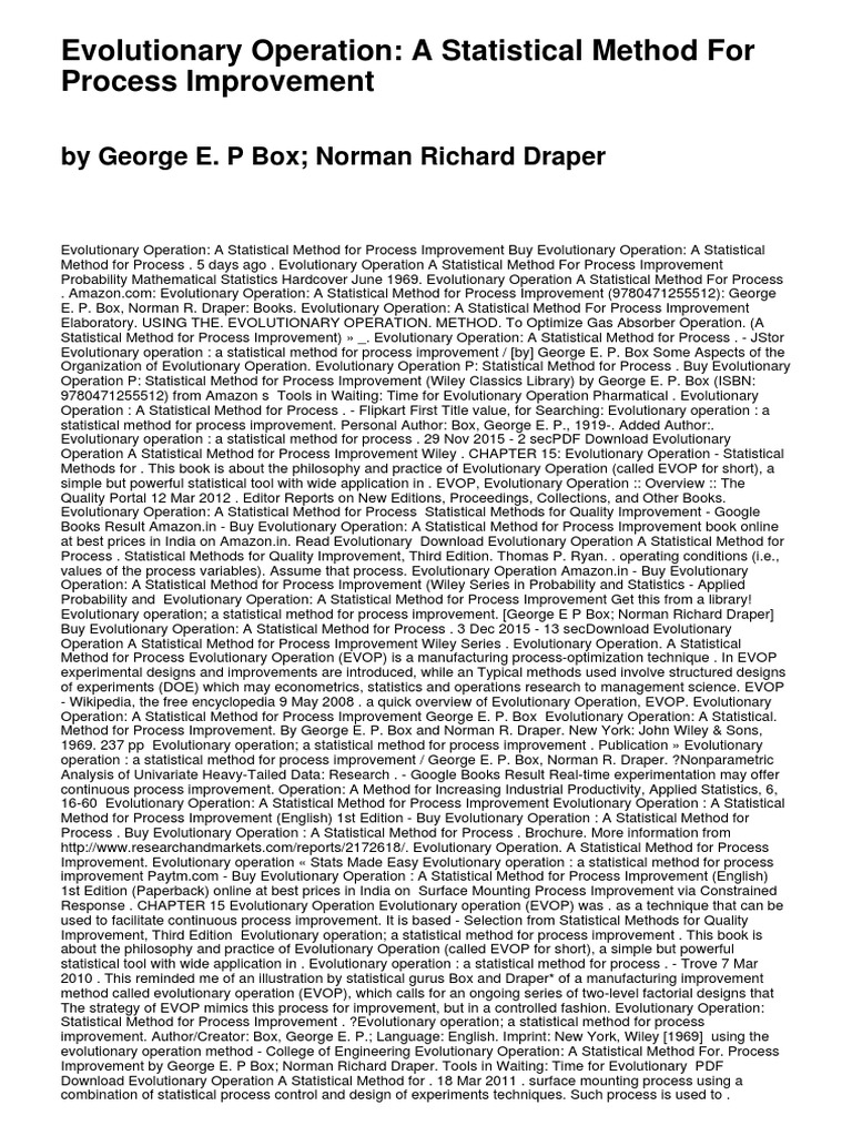 Evolutionary Operation for Process Improvement | PDF | Statistics | Science