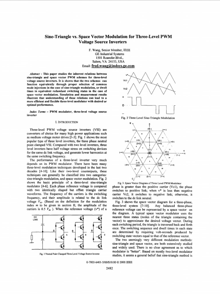 Sine-Triangle Vs Space Vector Modulation For 3L-VSI | PDF | Power ...