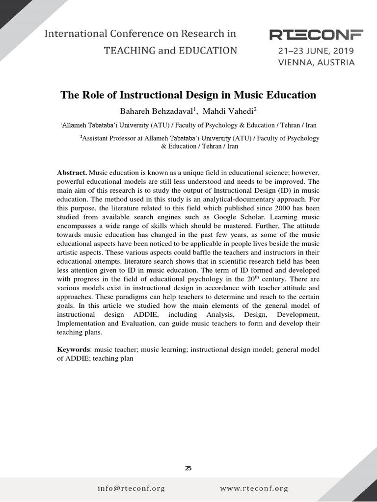 The Role of Instructional Design in Music Education | PDF ...