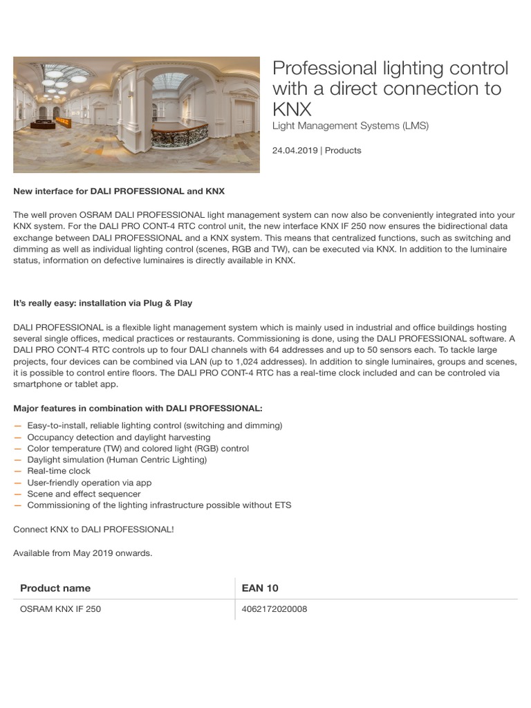 KNX Integration for DALI Lighting Control | PDF