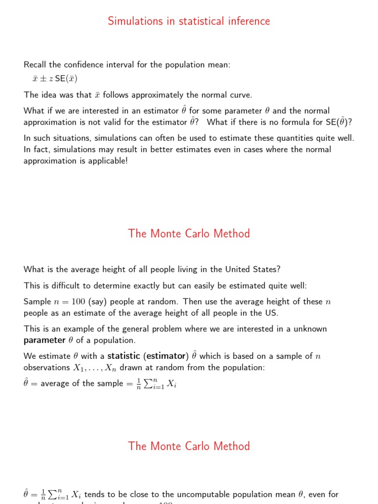 Simulations in Statistical Inference | PDF | Bootstrapping (Statistics ...