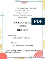 Analytical News Review: Christ The King College de Maranding Inc