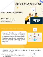 Human Resource Management: Employee Benifits