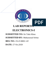 Lab Report#1 Electronics-I: Submitted To: Submitted By: Reg No.: Date