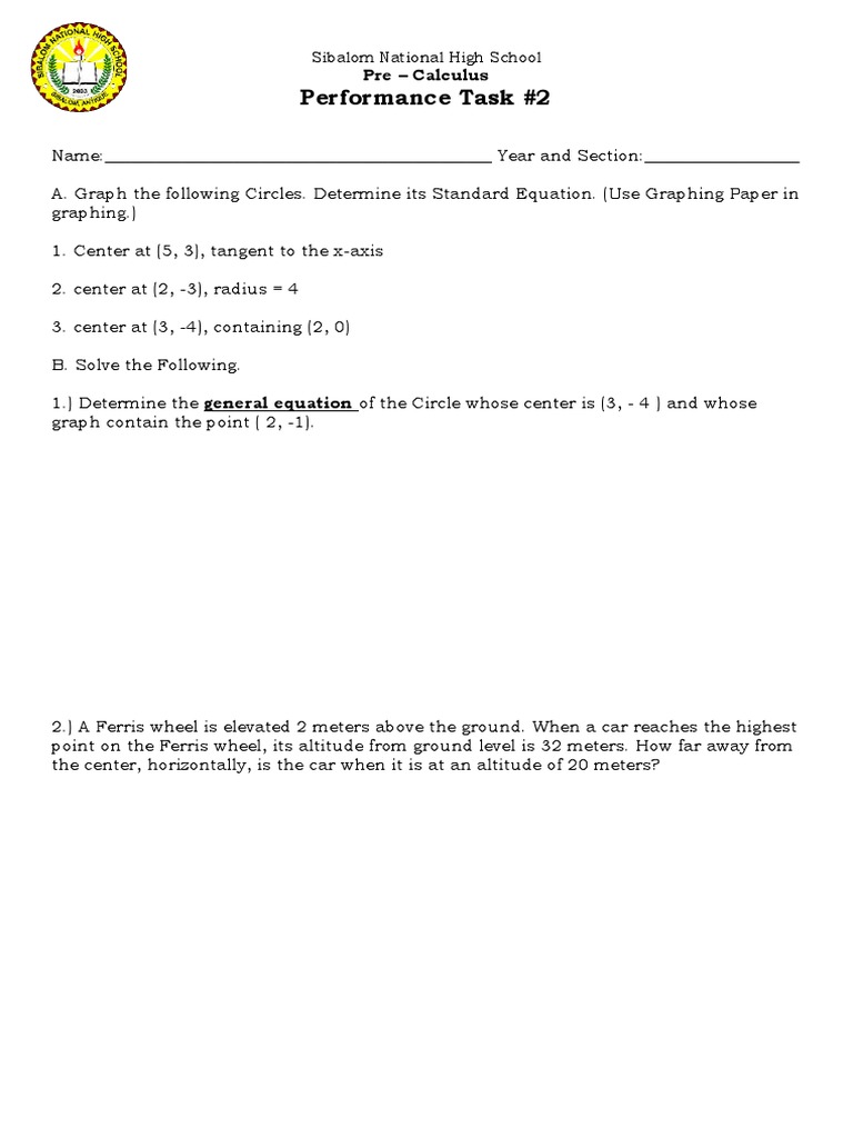 Pre Calculus Task 2 | PDF