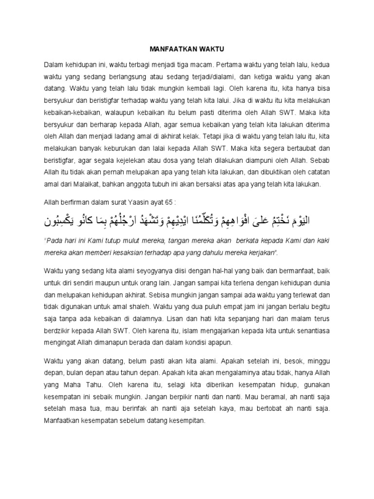 Khutbah 1 Manfaatkan Waktu Yang Tersisa Pdf