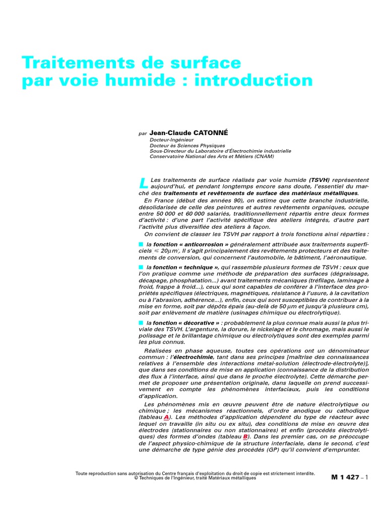 Traitements de Surface Par Voie Humide2 | PDF | Électrochimie | Chimie