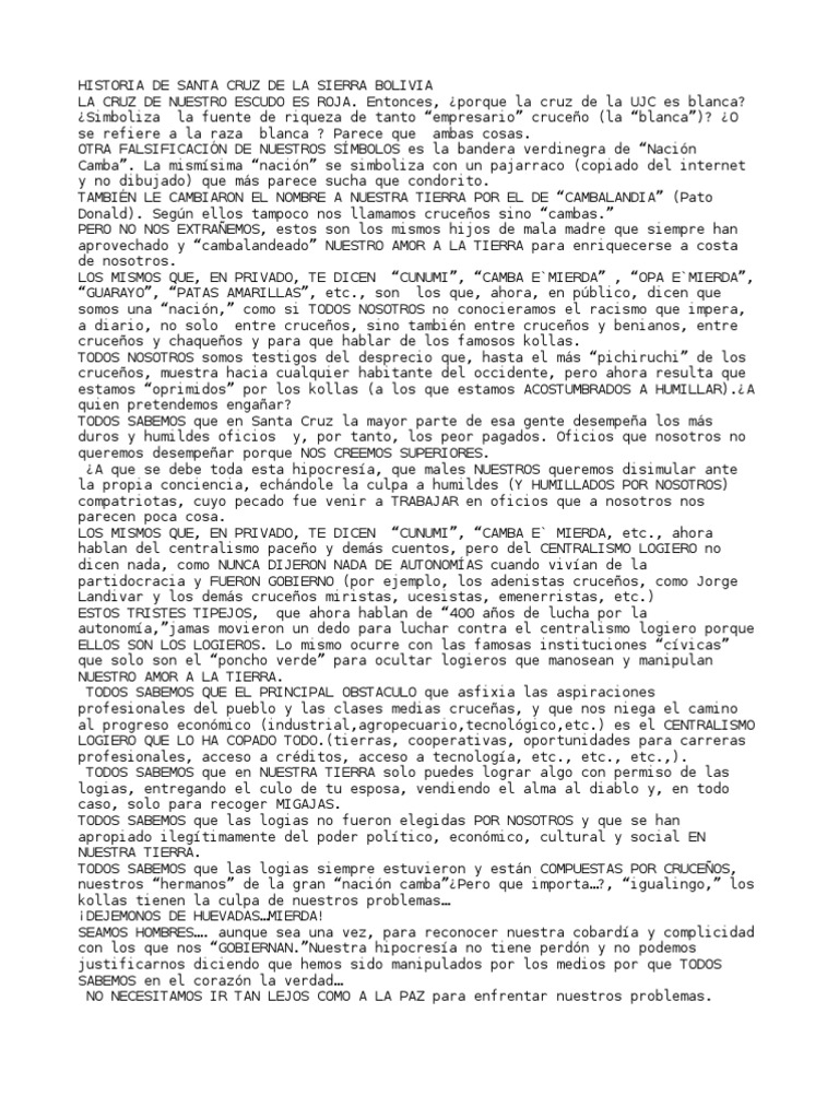 Historia de Santa Cruz de La Sierra Bolivia | PDF | Bolivia | España